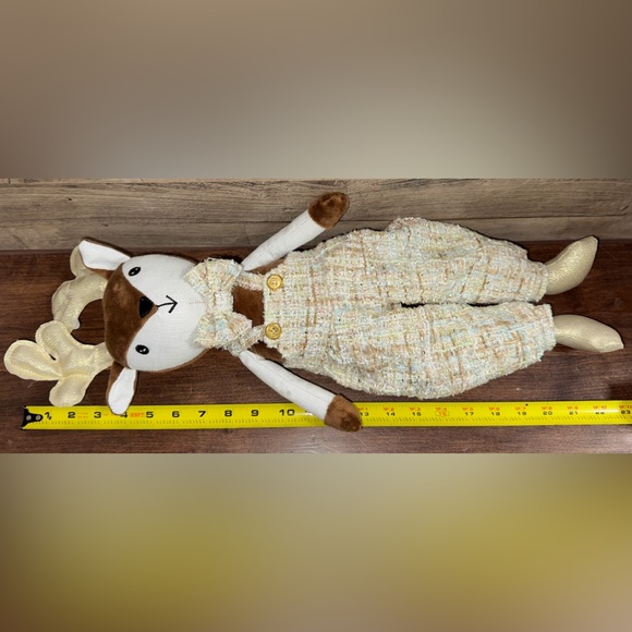 Cute 🥰 Charming Gold and Brown Holiday Male Reindeer 🦌 Plush SHELF SITTER 23” - Picture 9 of 17